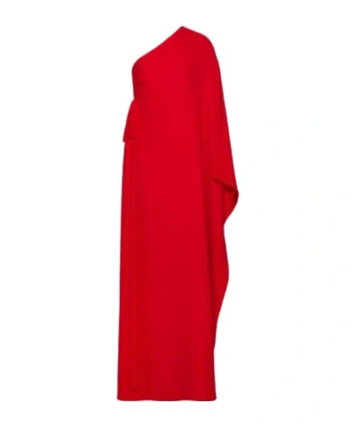 Valentino Cady Couture One-shoulder Silk Gown In Red