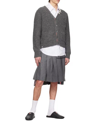 Thom Browne Grosgrain Tab Pebbled Slippers In Black