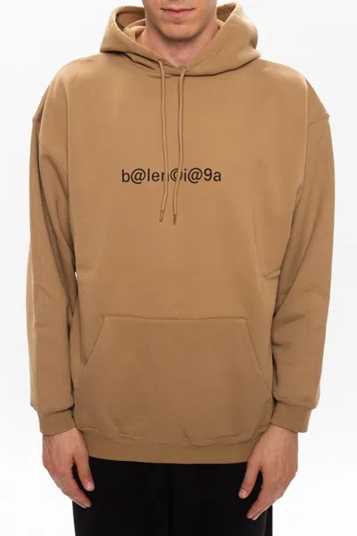 Balenciaga Logo-print Hoodie In Nude