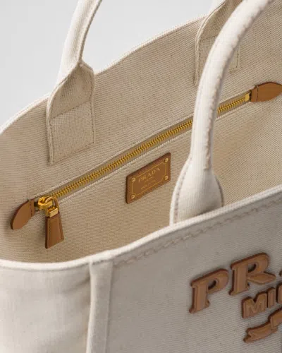 Prada Womens Neutral Brand-typography Large Linen-blend Tote Bag In Neutral Color