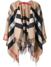 BURBERRY CHECK CASHMERE AND WOOL PONCHO,402268611592044