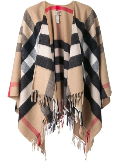 Burberry Check Cashmere And Wool Poncho In Multicolour