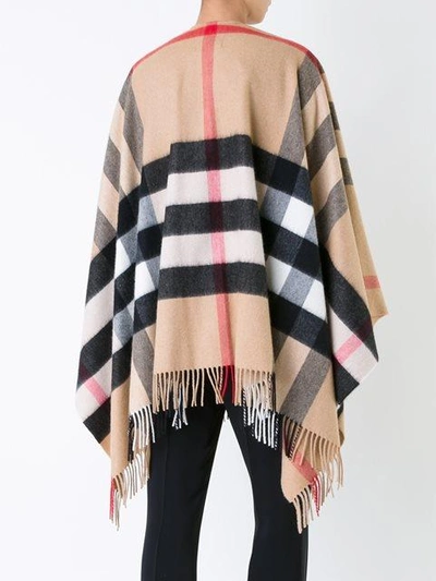 Shop Burberry Check Cashmere And Wool Poncho In Multicolour