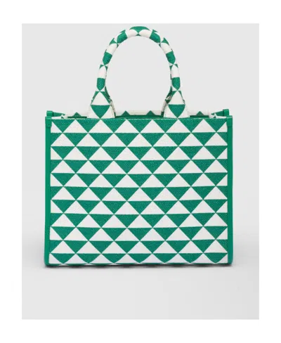 Prada Embroidered Fabric Small Symbole Shopping Bag In Mango Color