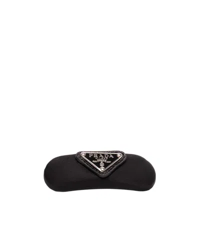 Prada Logo-plaque Hair Clip In Black