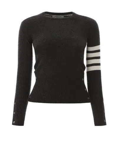 Thom Browne Refined Cashmere Sweater With Distinctive Stripes In Black