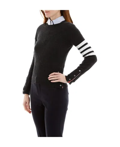 Thom Browne Refined Cashmere Sweater With Distinctive Stripes In Black