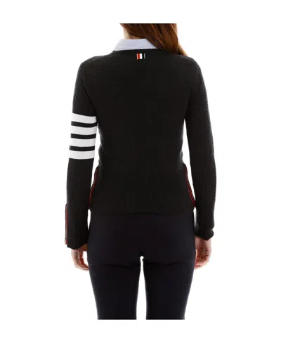 Thom Browne Refined Cashmere Sweater With Distinctive Stripes In Black