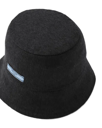 Prada Reversible Bicolor Cashmere Bucket Hat In Black