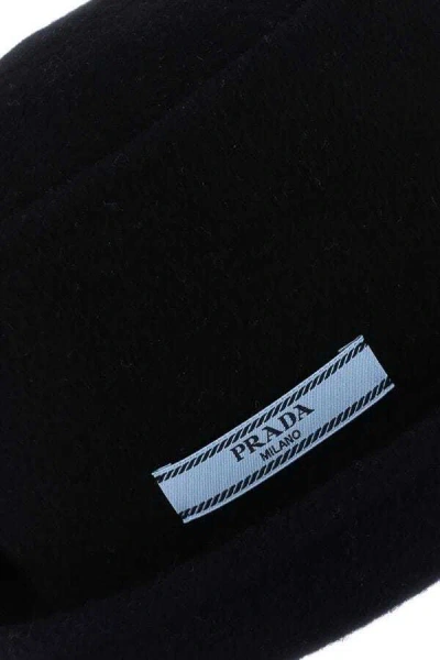Prada Midnight Blue Cashmere Bucket Hat In Midnight Blue