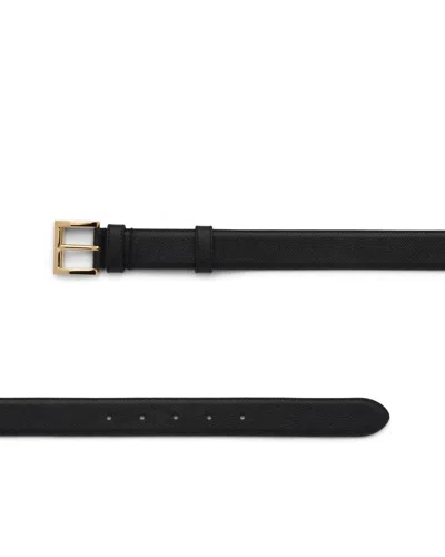 Prada Leather Belt With Logo Plate In Black