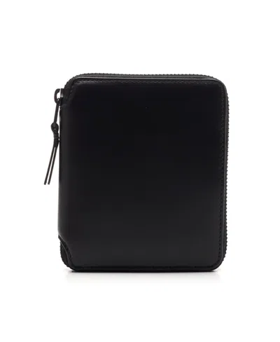 Comme Des Garçons Vertical Zip Around Wallet With Coin Pocket In Black