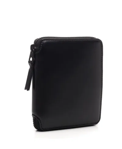Comme Des Garçons Vertical Zip Around Wallet With Coin Pocket In Black