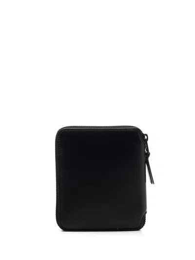 Comme Des Garçons Vertical Zip Around Wallet With Coin Pocket In Black