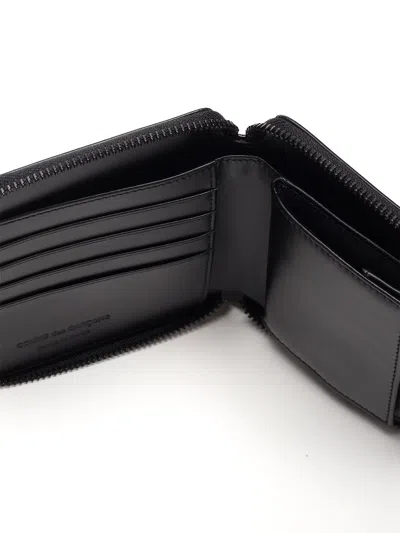 Comme Des Garçons Vertical Zip Around Wallet With Coin Pocket In Black