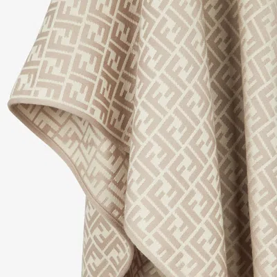 Fendi Grey Wool And Silk Poncho In Nude