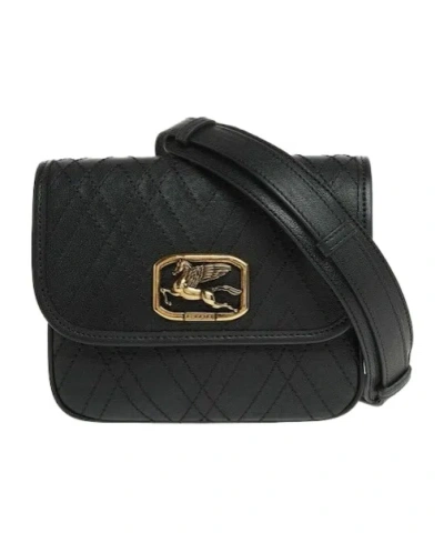 Etro Flip Shoulder Bag In Black