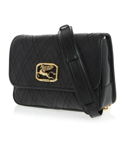 Etro Flip Shoulder Bag In Black