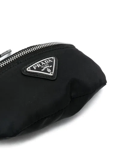 Prada Small Logo-plaque Pouch In Black