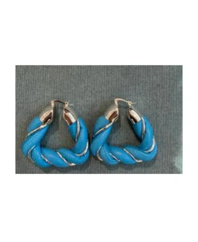 Bottega Veneta Twist Hoop Earrings In Blue