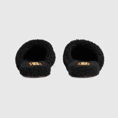 Gucci Interlocking-g Textured Slippers In Black