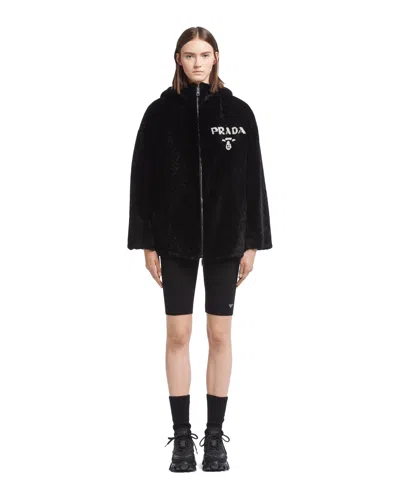 Prada Reversible Gabardine And Shearling Jacket In Black