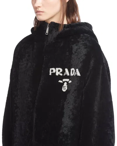 Prada Reversible Gabardine And Shearling Jacket In Black