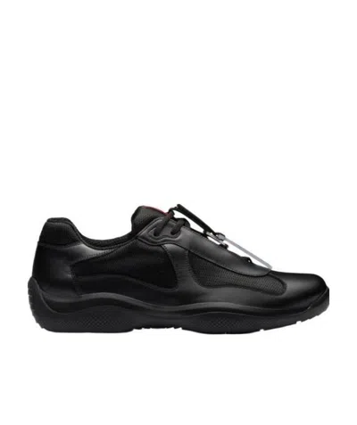 Prada Black Leather New Americas Cup Sneakers