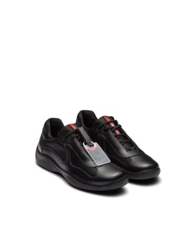 Prada Black Leather New Americas Cup Sneakers