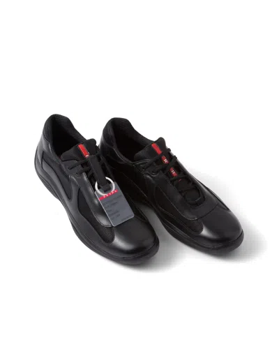 Prada Black Leather New Americas Cup Sneakers