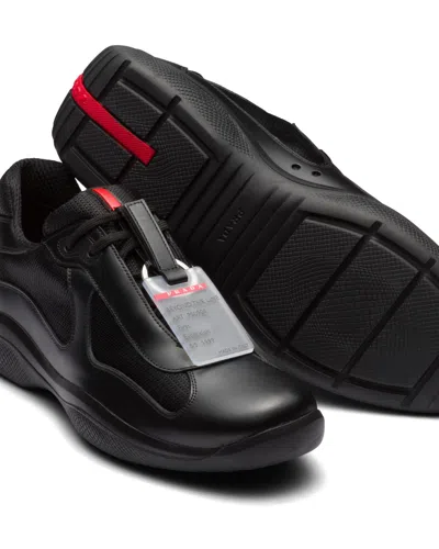 Prada Black Leather New Americas Cup Sneakers
