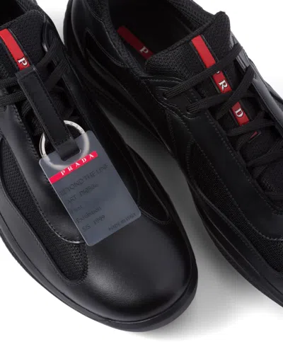 Prada Black Leather New Americas Cup Sneakers