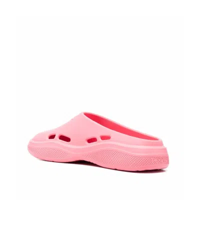 Prada Logo-debossed Slides In Begonia Powder