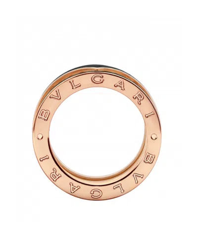 Bvlgari Rose Gold And Ceramic Rings In Yellow