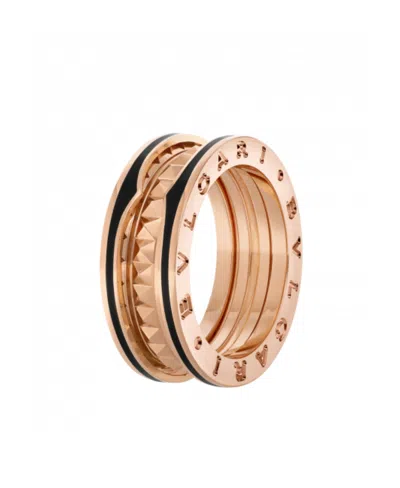 Bvlgari Rose Gold And Ceramic Rings In Yellow