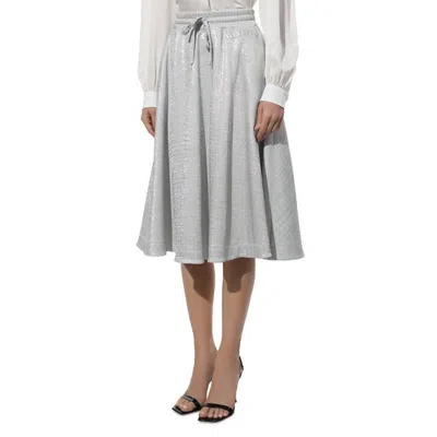 Valentino Metallic-threading Midi Skirt In White