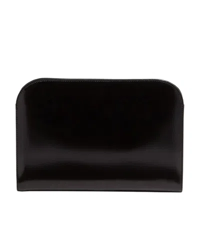 Ferragamo Rectangular Calf Leather Shoulder Bag In Black