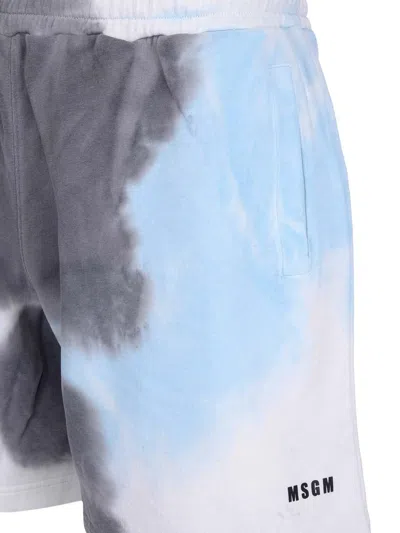 Msgm Tie-dye Sweatshorts In Gray