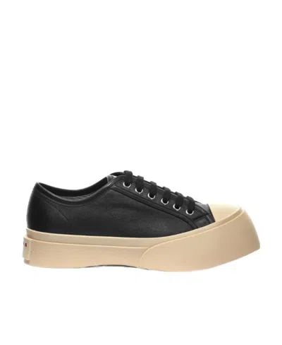Marni Black Smooth Leather Sneakers In Black
