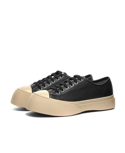 Marni Black Smooth Leather Sneakers In Black