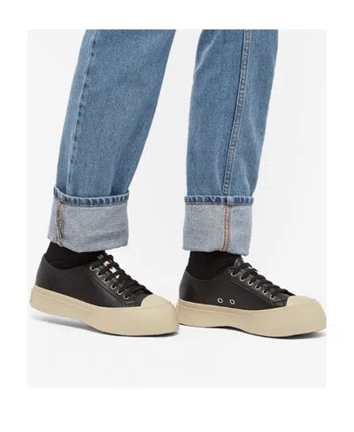 Marni Black Smooth Leather Sneakers In Black