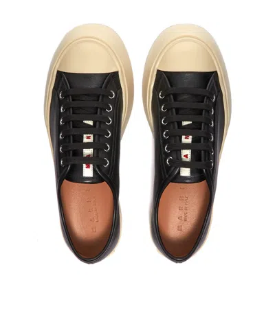 Marni Black Smooth Leather Sneakers In Black