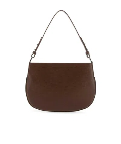 By Far Brown Leather Issa Shoulder Bag In Brown
