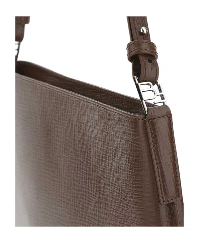 By Far Brown Leather Issa Shoulder Bag In Brown