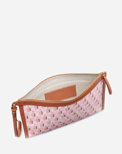 Lanvin Monogram-print Clutch In Pink