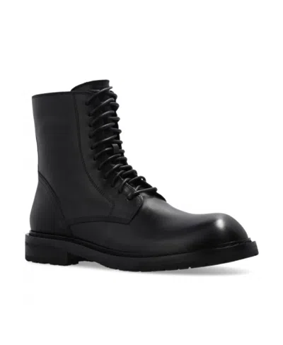 Ann Demeulemeester Thicksoled Roundtoe Ankle Boots In Black