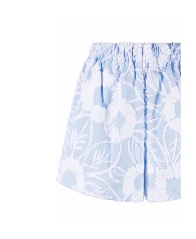 Prada Floral Embroidered Shorts In Blue/white