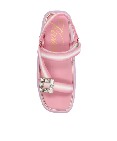 Roger Vivier Vivier Slide Trekky Crystal Buckle Sandals In Pink