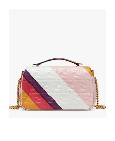 Fendi Colorblock Ff-embossed Baguette Shoulder Bag In Pink