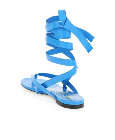 Attico Beth Strappy Sandals In Luxurious Nappa Leather In Blue